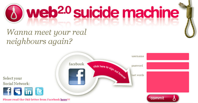 Web 2.0 Suicide Machine - Die digitale Selbstmordmaschine im Streit mit Facebook