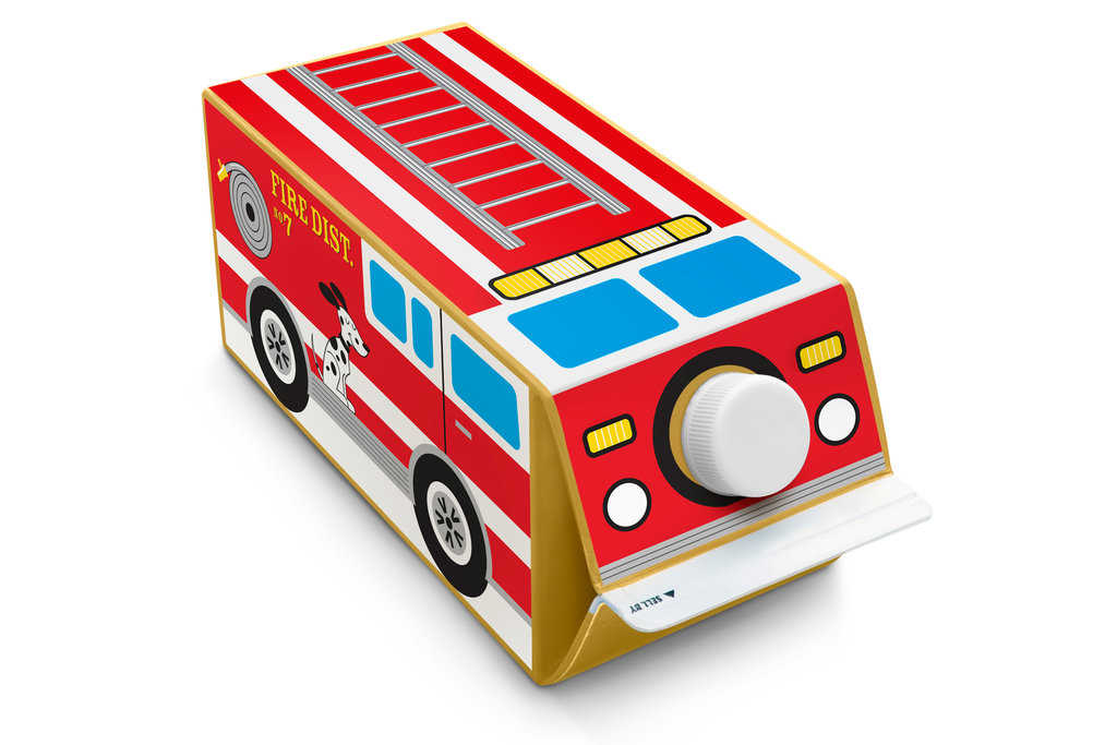Feuerwehrauto aus einer Milchpackung